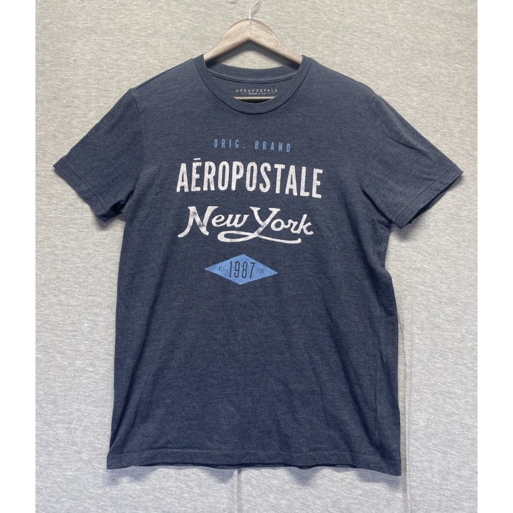 Aéropostale New York 1987 T Shirt Mens Medium Blue Graphic Print Short Sleeve
